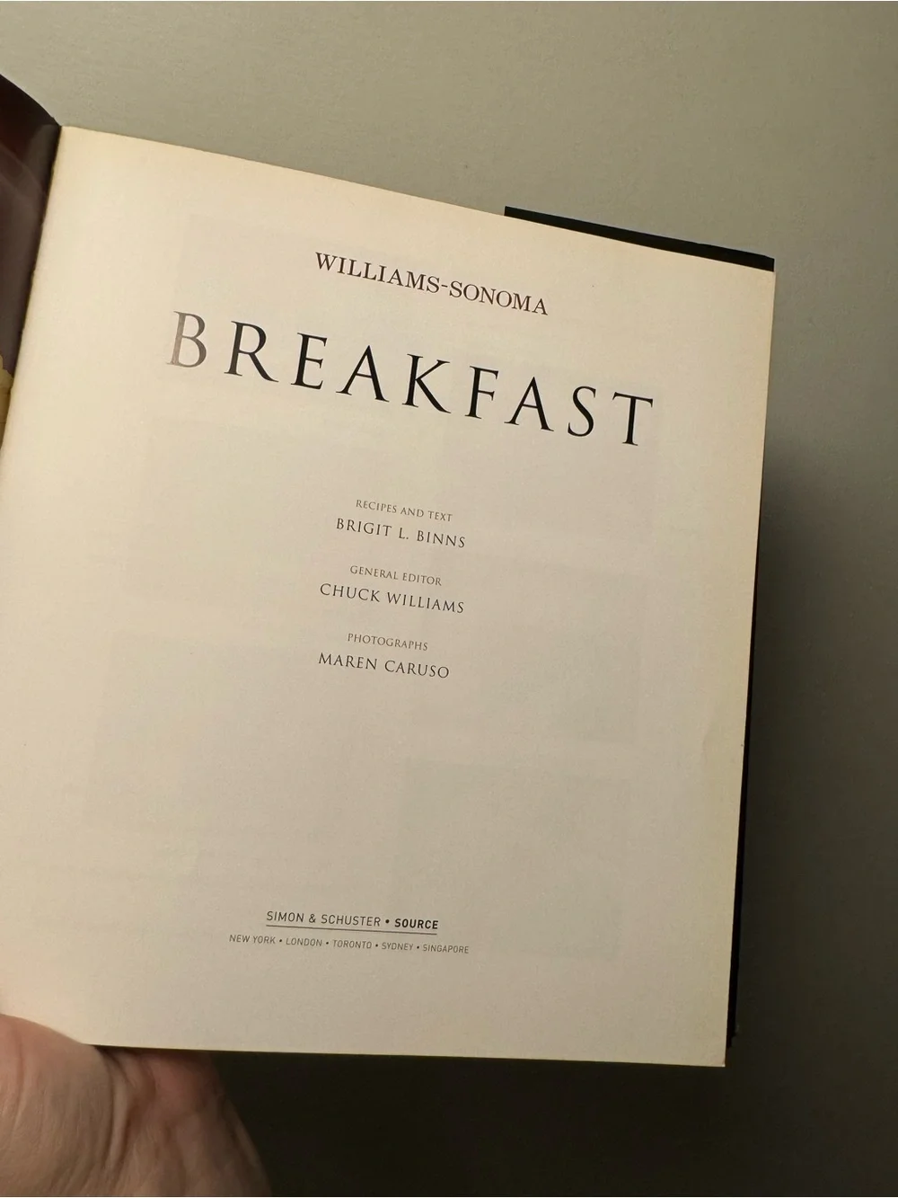 Williams Sonoma Breakfast Cookbook - Gold and Cream Cover